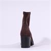 Miss Elastic Block Heel Ankle Boot - Brown Stretch